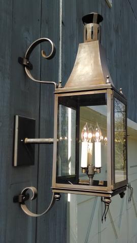 Charleston Lantern with custom scroll bracket Model No. O3576CL