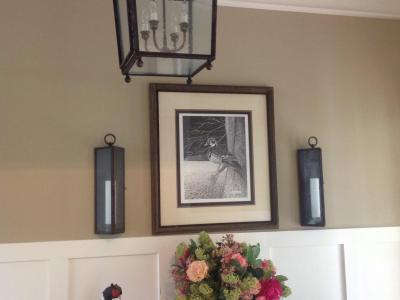 French Provincial Hanging Lantern and Urban Wedge Sconcese